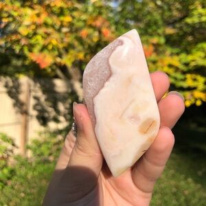 Pink amethyst flower agate palmstone